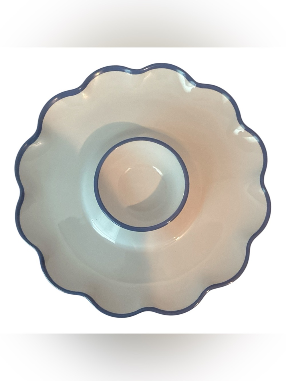 Next Chapter 12" White and Blue Melamine Chip and Dip Platter by Celebrate It
